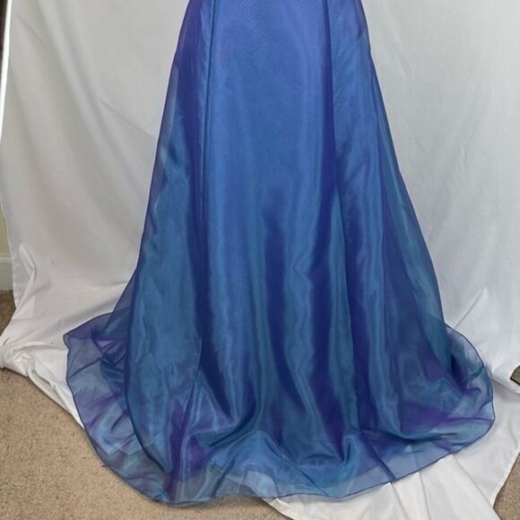 Betsy & Adam Iridescent Bluish Purple Sequins MermaidCore Maxi Dress NWT Size 10 - Picture 3 of 11